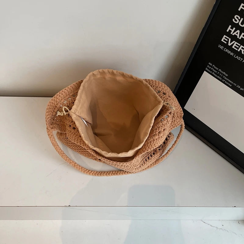 Materiałowa torba plażowa szydełkowa