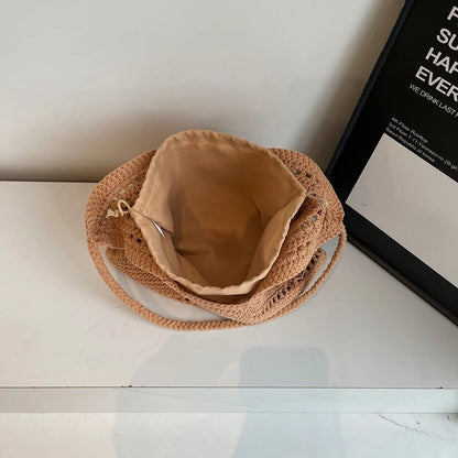 Materiałowa torba plażowa szydełkowa