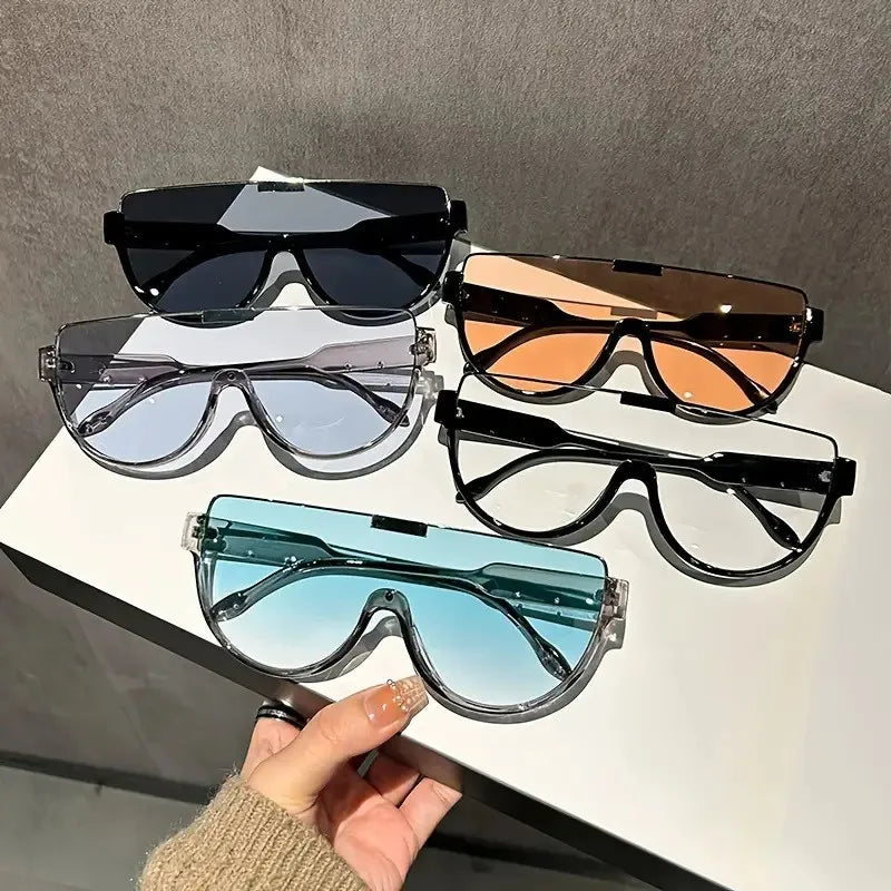 Duże designerskie okulary przeciwsłoneczne półokrągłe