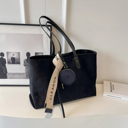 Duża zamszowa torba typu shopper