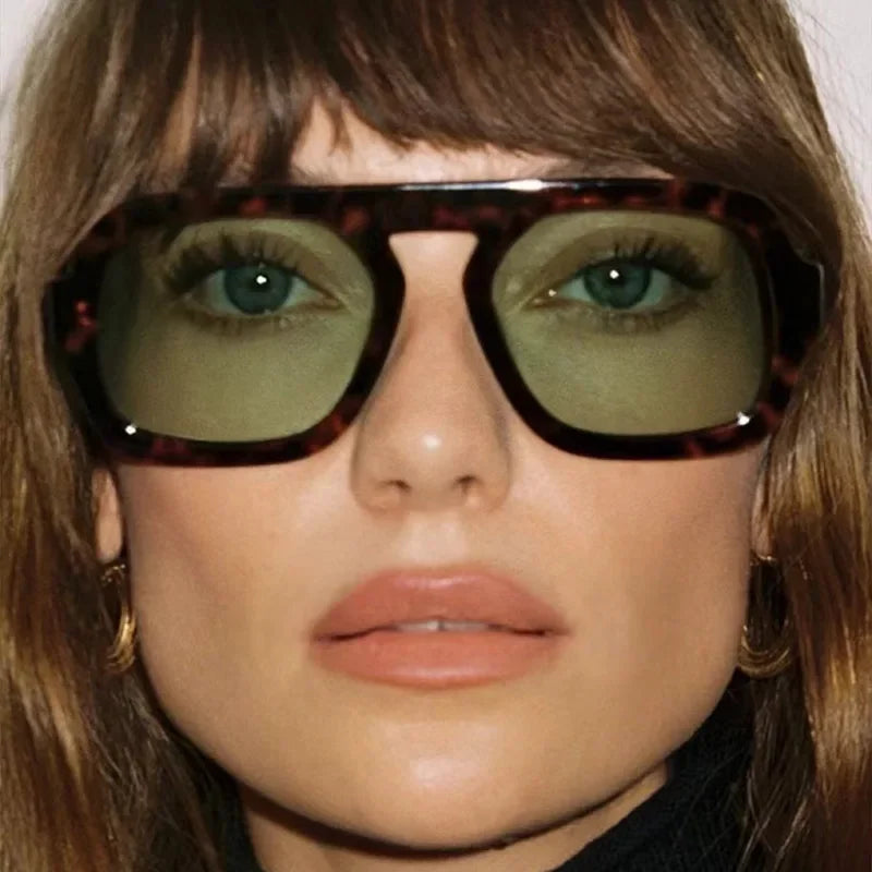 Retro kwadratowe okulary przeciwsłoneczne aviator