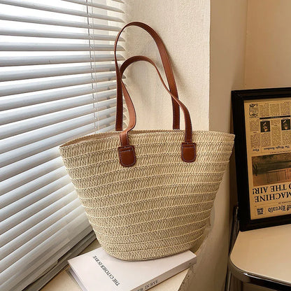 Słomiana torebka plażowa shopper