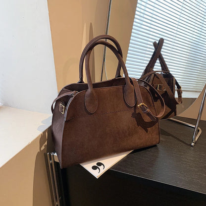 Mała zamszowa torebka shopper z rączkami
