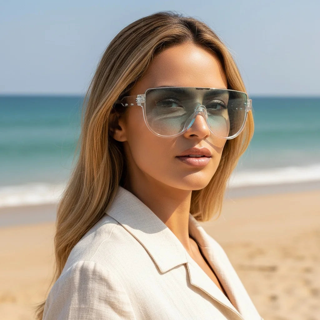 Duże designerskie okulary przeciwsłoneczne półokrągłe