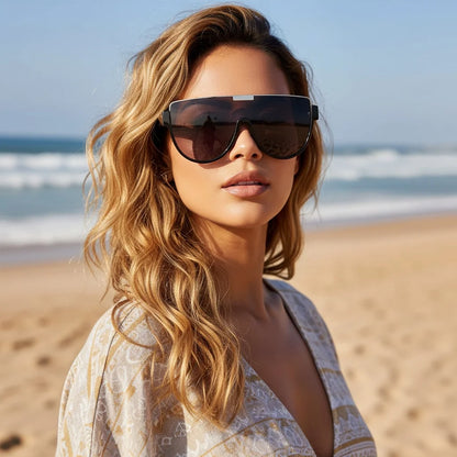 Duże designerskie okulary przeciwsłoneczne półokrągłe