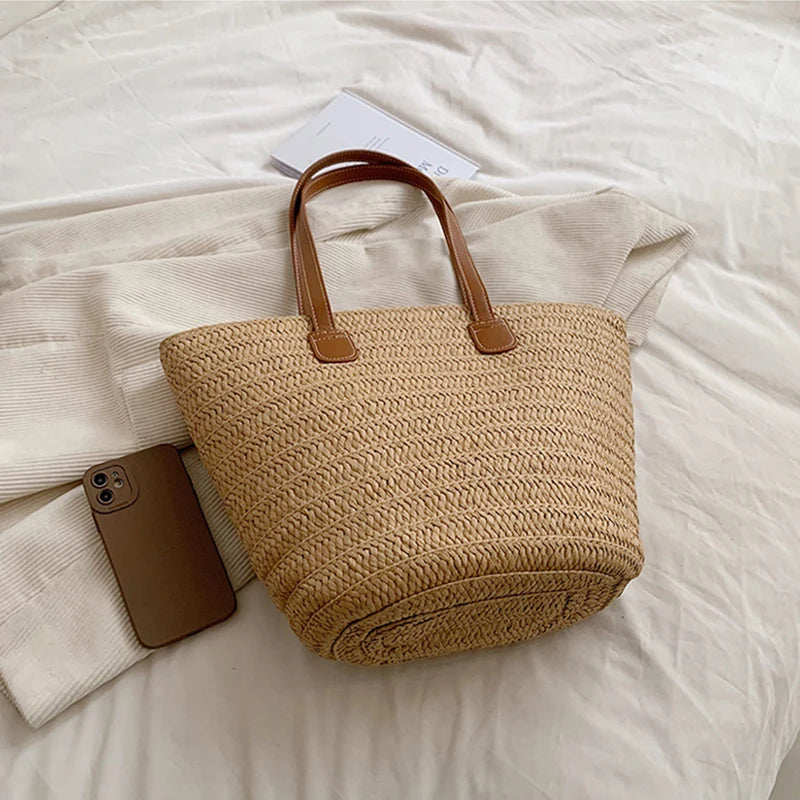 Słomiana torebka plażowa shopper