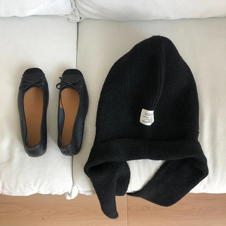 Wiązana balaclava z dzianiny