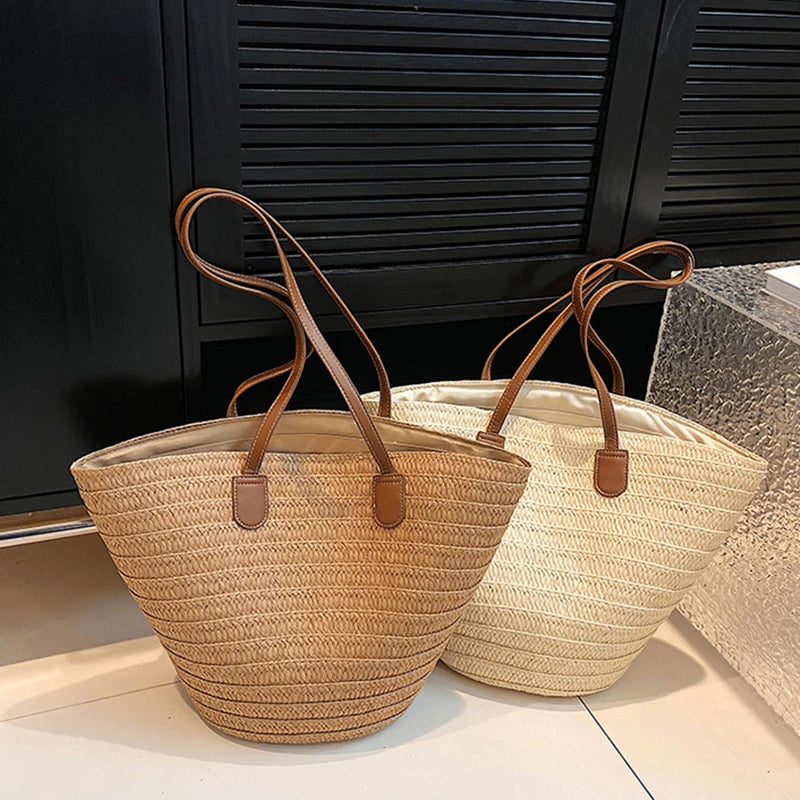 Słomiana torebka plażowa shopper