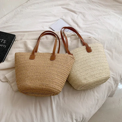 Słomiana torebka plażowa shopper