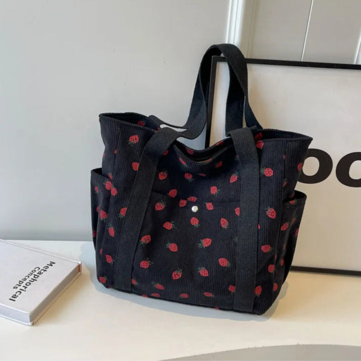 Sztruksowa shopperka w owoce